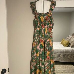 Maison Tara Green Floral Maxi Dress (retails $138)